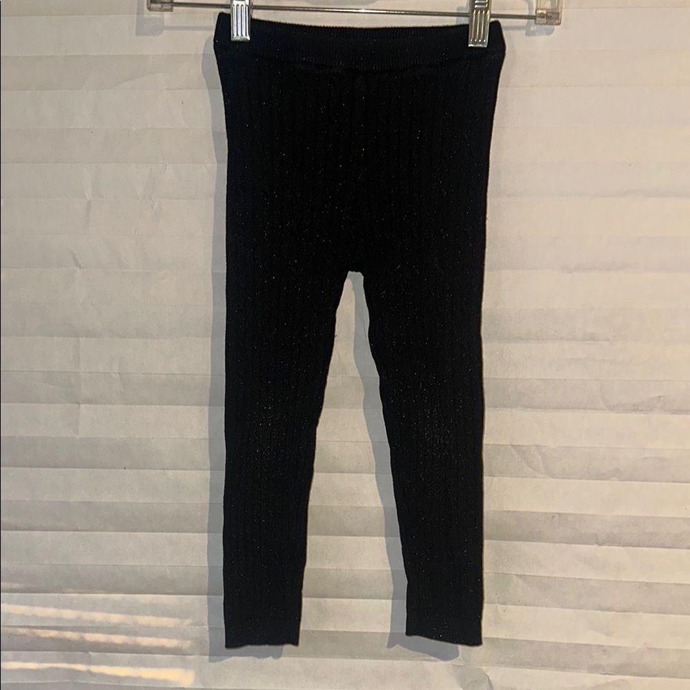Genuine Kids by OshKosh Black Silver Leggings Size 4T Girls Sparkly Stretch Pant